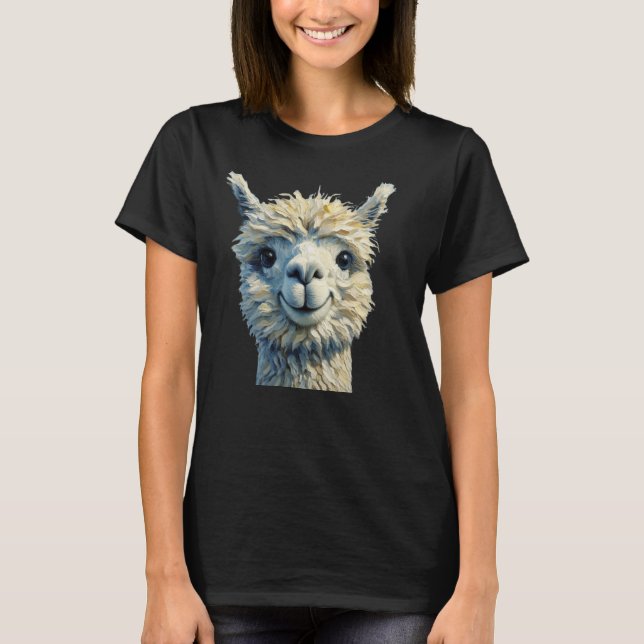 Charmanter Alpaca T - Shirt Ölgemälde (Vorderseite)