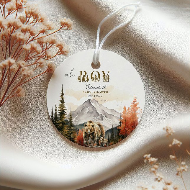 Charmanter Bärenwald "Oh Boy" Babydusche Geschenkanhänger (Von Creator hochgeladen)