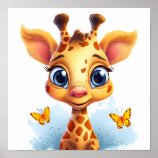 Charmanter Blick: Die Whimsical Giraffen Kinder Poster