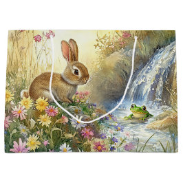 Charmanter Bunny & Frog Wasserfarben-Stil Große Geschenktüte