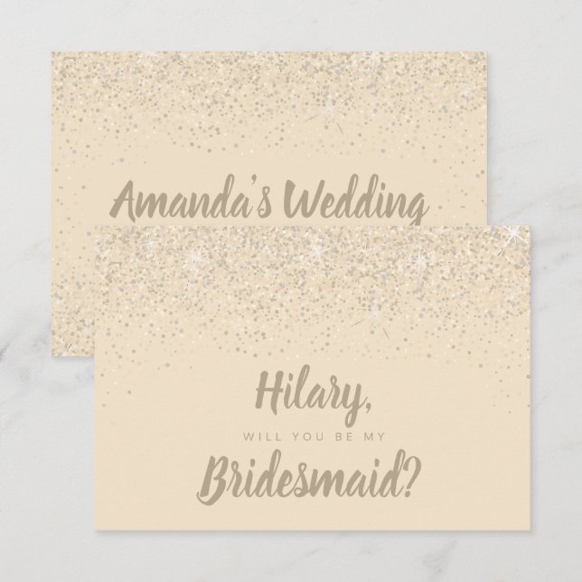 Charmanter Champagner Glitzer Bridesmaid Card Einladung (Vorne/Hinten)
