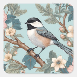 Charmanter Chickadee-Vogel Quadratischer Aufkleber