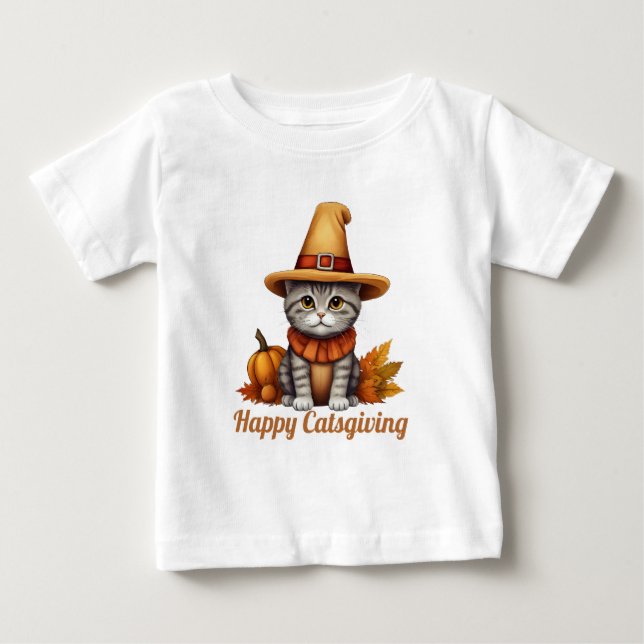 Charmanter festlicher Erntedank Cat in Disguise Baby T-shirt (Vorderseite)
