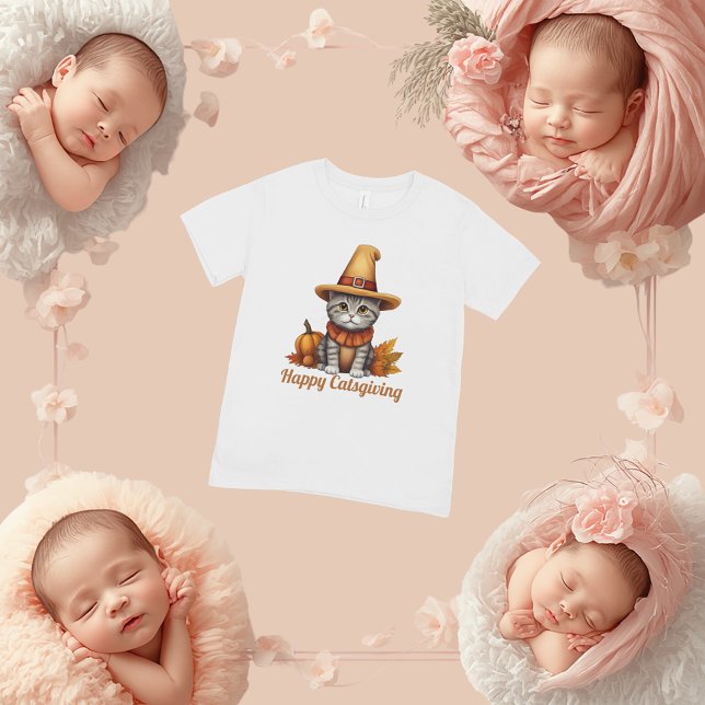 Charmanter festlicher Erntedank Cat in Disguise Baby T-shirt (Von Creator hochgeladen)