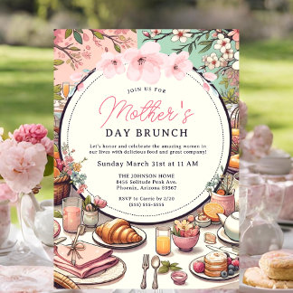 Charmanter Frühlingsbrunch zum Muttertag Einladung