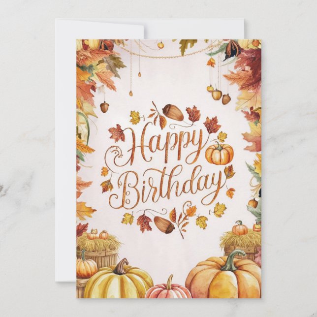 Charmanter, gemütlicher Herbst Frohes Geburtstag Karte (Vorderseite)