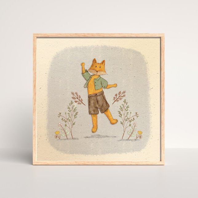 Charmanter handgezeichnet Whimsical Fox mit Botani Poster (Von Creator hochgeladen)