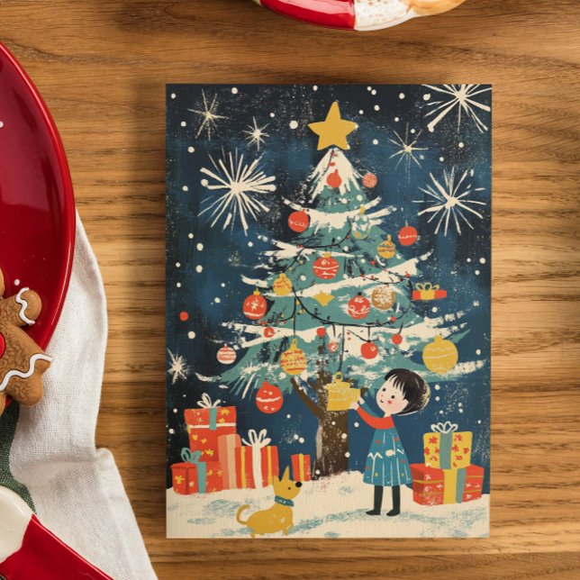 "Charmanter Kinderdekorator Weihnachtsbaumhund Feiertagskarte (Von Creator hochgeladen)