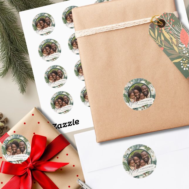 Charmanter Kreis Elegantes Foto für Elfenbein und  Runder Aufkleber (Von Creator hochgeladen)