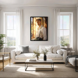 Charmanter Ort: Junge Mannwasserfarbe Poster