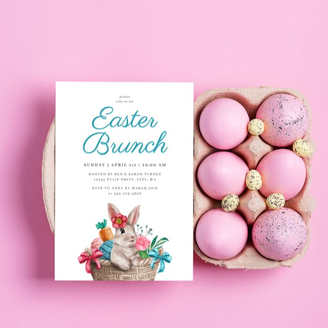 Charmanter Osterbrunch Bunny & Blume Basket Einladung (Von Creator hochgeladen)