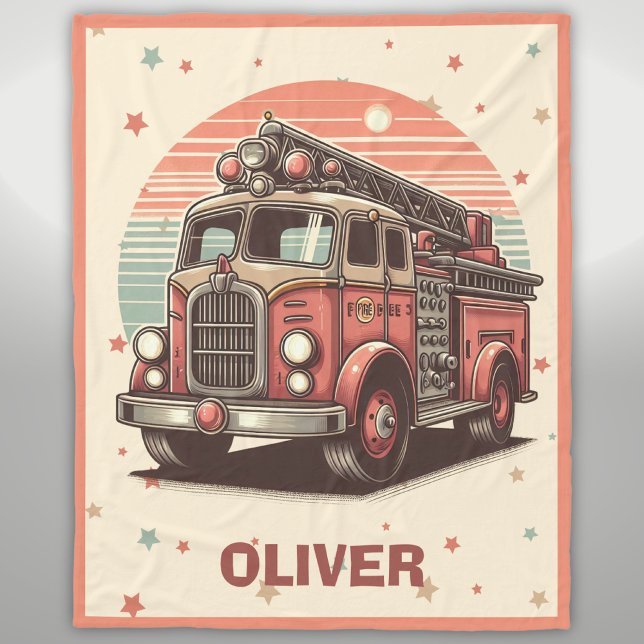 Charmanter Retro-Vintager Feuerzug bei Sonnenunter Fleecedecke (Von Creator hochgeladen)