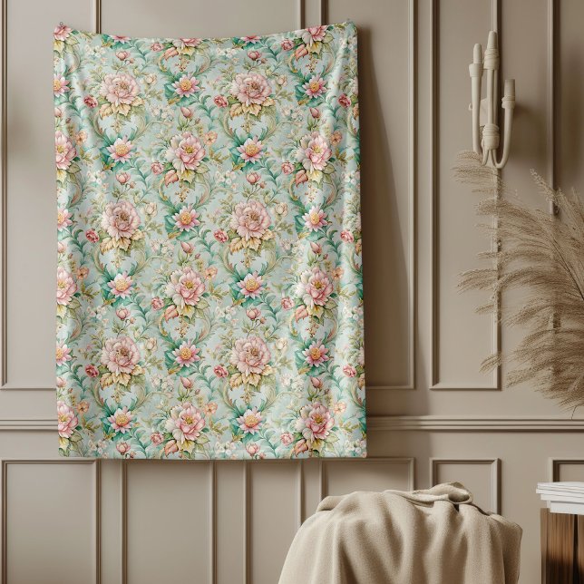 Charmanter Rokoko Blanket mit zarten Blume Fleecedecke (Charming Rococo Blanket with Delicate Flowers)