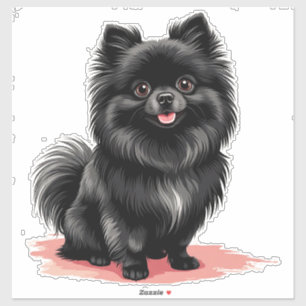 Charmanter schwarzer Pomeranian-Hund Aufkleber