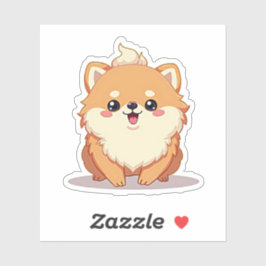 Charmanter Spitz, Bubbly Kawaii Delight, Klein Aufkleber