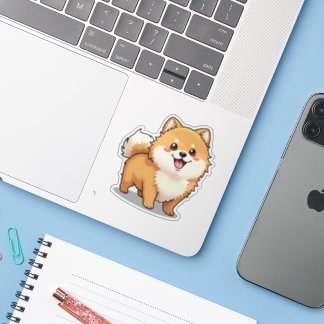 Charmanter Spitz, spielerisch Kawaii Render, klein Aufkleber