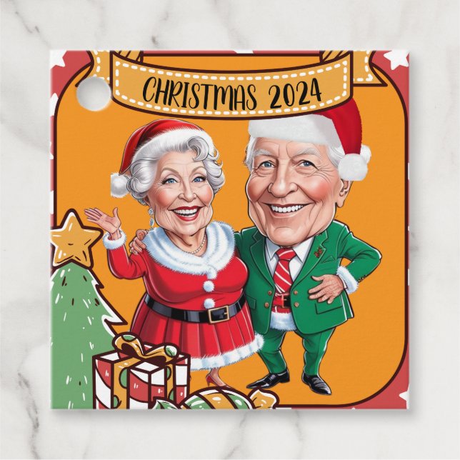 Charmanter Urlaub mit Rot-Gold-Karikatur Geschenkanhänger (Vorderseite)