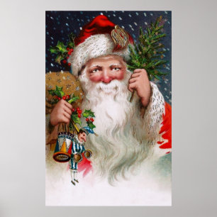 Charmanter Vintager Weihnachtsmann Poster