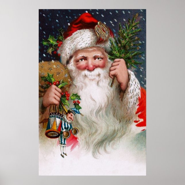 Charmanter Vintager Weihnachtsmann Poster (Vorne)