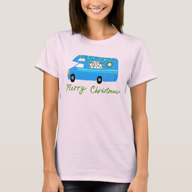 Charmanter Weihnachtscamper Retro Motorhome RV Xma T-Shirt (Vorderseite)
