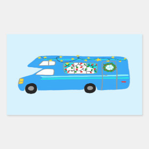 Charmanter Weihnachtscamper Vintag RV Xmas Rechteckiger Aufkleber