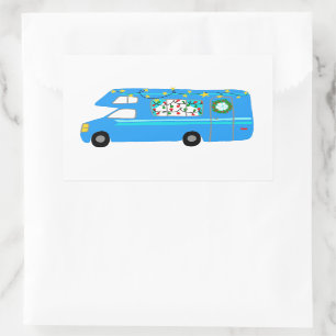 Charmanter Weihnachtscamper Vintag RV Xmas Rechteckiger Aufkleber