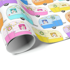 Charmanter Weihnachtscamper Vintager Anhänger RV X Geschenkpapier