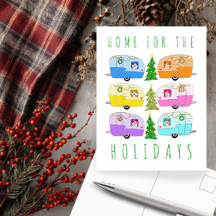 Charmanter Weihnachtscamper Vintager Anhänger RV X Postkarte