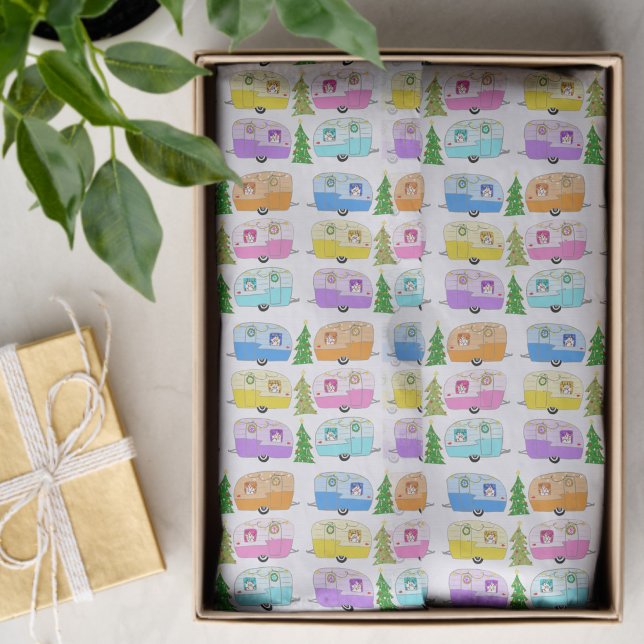 Charmanter Weihnachtscamper Vintager Anhänger RV X Seidenpapier (Charming Christmas Camper Vintage Trailer RV Xmas Hand-drawn Cute Holiday Tissue Paper
)