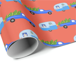 Charmanter Weihnachtscamper Vintager Trailer RV Xm Geschenkpapier