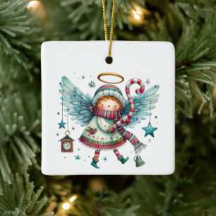 Charmanter Weihnachtsgel Moderner Stil der Folklor Keramikornament