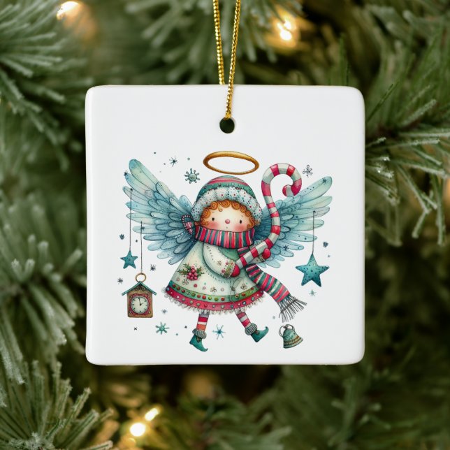 Charmanter Weihnachtsgel Moderner Stil der Folklor Keramikornament (Baum)