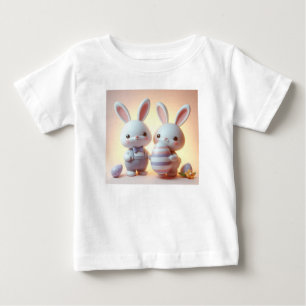 Charmantes 3D Osterhase mit festlichem Ei Baby T-shirt