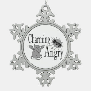 Charmantes, aber wütend kleines böses Zitat lustig Schneeflocken Zinn-Ornament