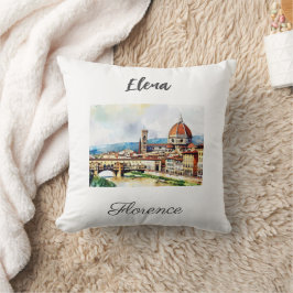 Charmantes Aquarellbild Florenz in Italien Kissen