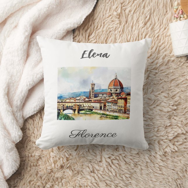 Charmantes Aquarellbild Florenz in Italien Kissen (Decke)