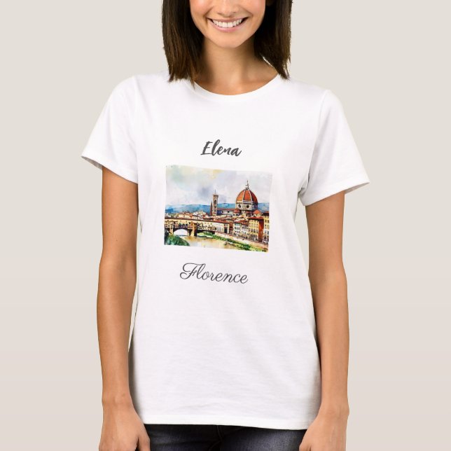Charmantes Aquarellbild Florenz in Italien T-Shirt (Vorderseite)