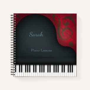 Charmantes Black Grand Piano Personalisierte Musik Notizbuch