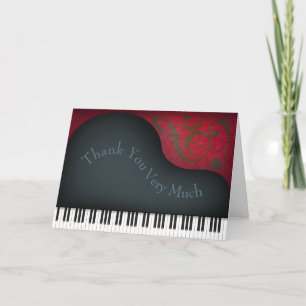Charmantes Black Grand Piano Personalisierter Musi Dankeskarte