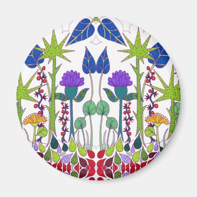 Charmantes Blumenmuster Magnet (Vorne)