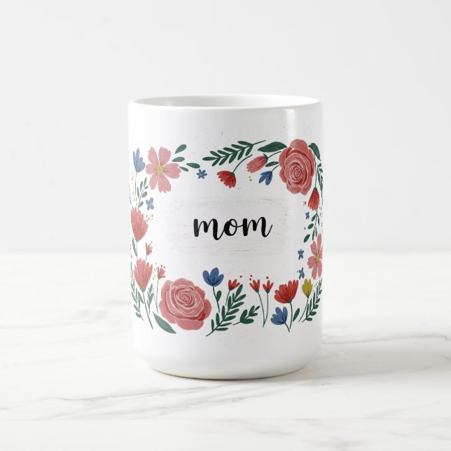 Charmantes Blumenmuster mit "Mutti"-Text Kaffeetasse (Mittel)