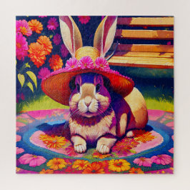 Charmantes Bunny in einem floralen Wunderland Puzzle