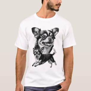 Charmantes Chihuahua-Duo Schwarz-Weiß Haustier T-Shirt