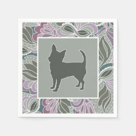 Charmantes Chihuahua in Sage Blush Garden Pattern, Serviette