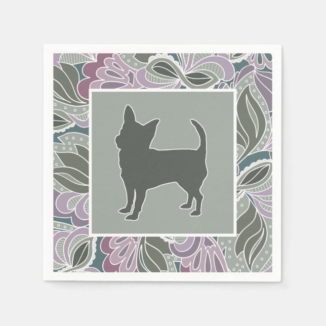 Charmantes Chihuahua in Sage Blush Garden Pattern, Serviette (Vorderseite)