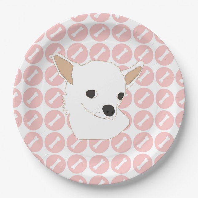 Charmantes Chihuahua-Muster Pappteller (Vorderseite)