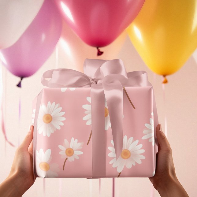 Charmantes Daisy Kids Room Muster | Weichrosa Geschenkpapier (Von Creator hochgeladen)