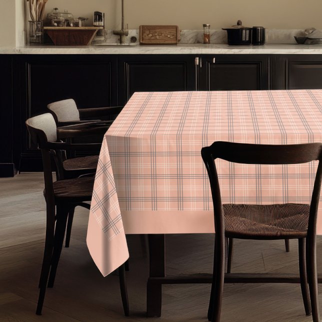 Charmantes Design für Korallen und Grau-Karo Tischdecke (Charming Coral and Grey Check Tablecloth Design)