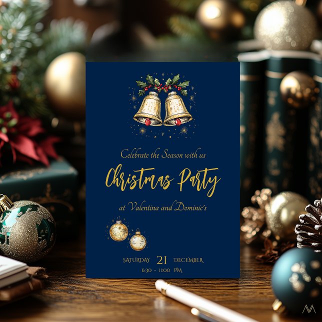 Charmantes Elegantes Weihnachtsfest mit Glocken Einladung (Von Creator hochgeladen)
