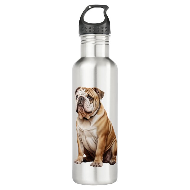 Charmantes englisches Bulldog Portrait - Adorable  Edelstahlflasche (Vorderseite)